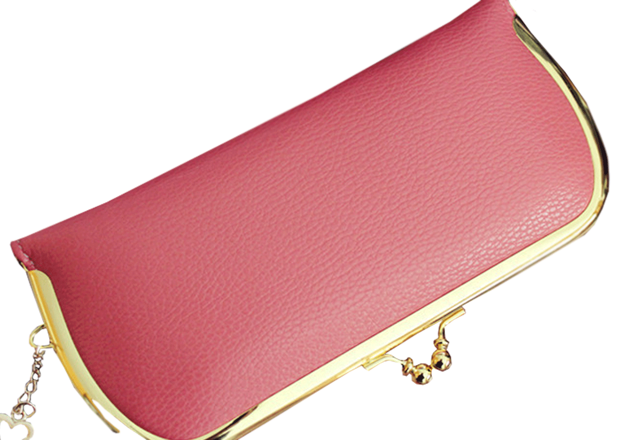 WOMENS VERTICAL SECTIONSQUARE PU LEATHER WALLET PINK