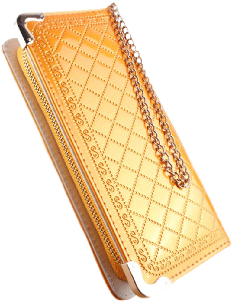 WOMEN'S HAND CLUTCH YELLOW WALLET WITH METAL CHAIN