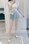 Women High Neck Irregular Hem Thin Summer Top