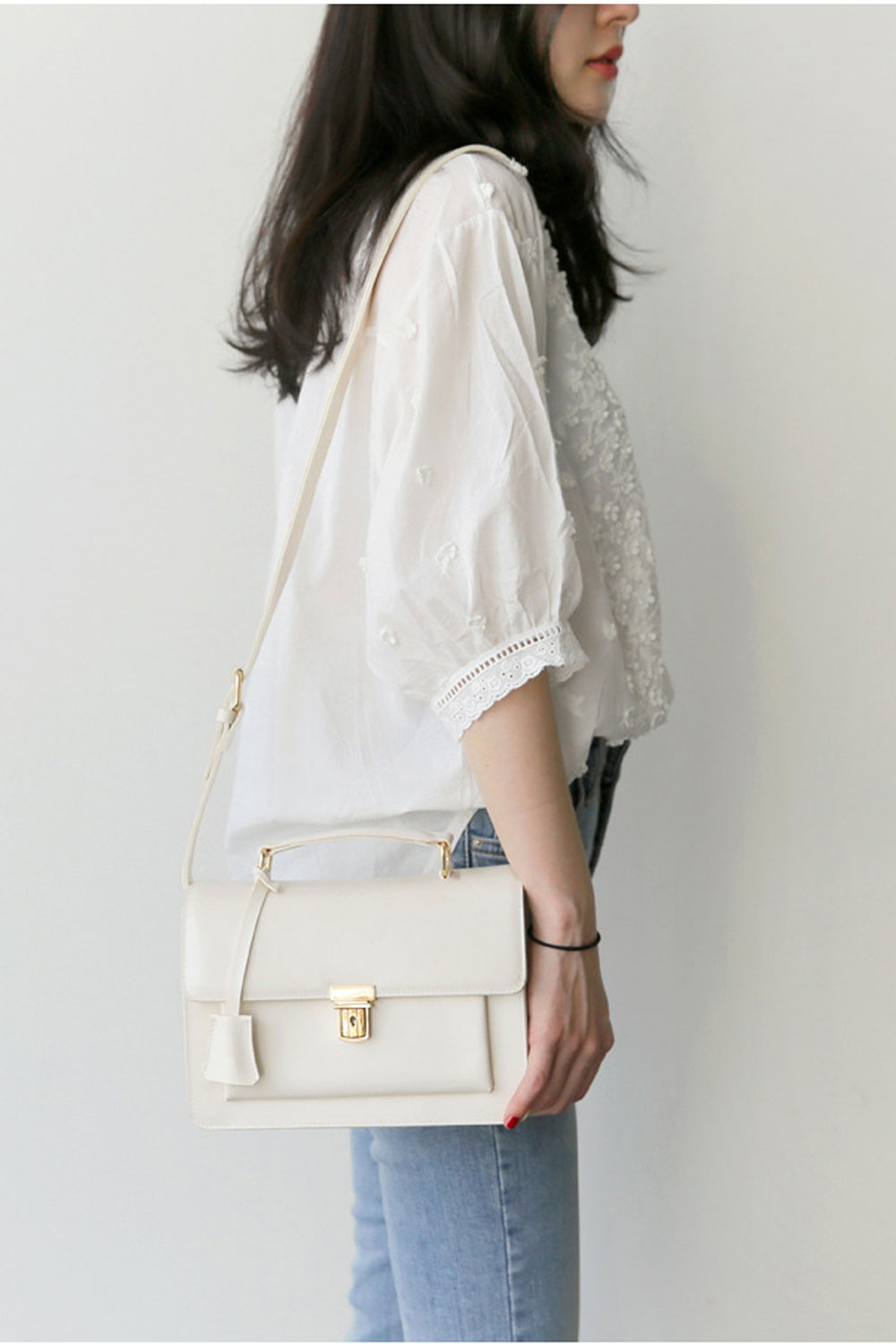 Women Solid Color Collar Neck Casual Lace Top