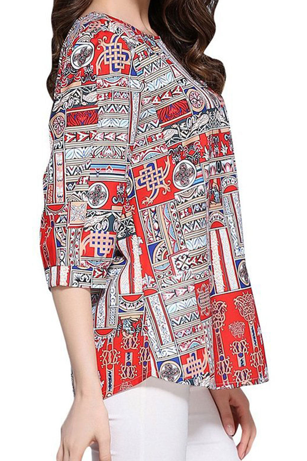 Women Round Neck Cross Border Printed Top