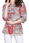Women Round Neck Cross Border Printed Top
