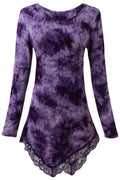 Women Lace Boat Neck Long Sleeve Top