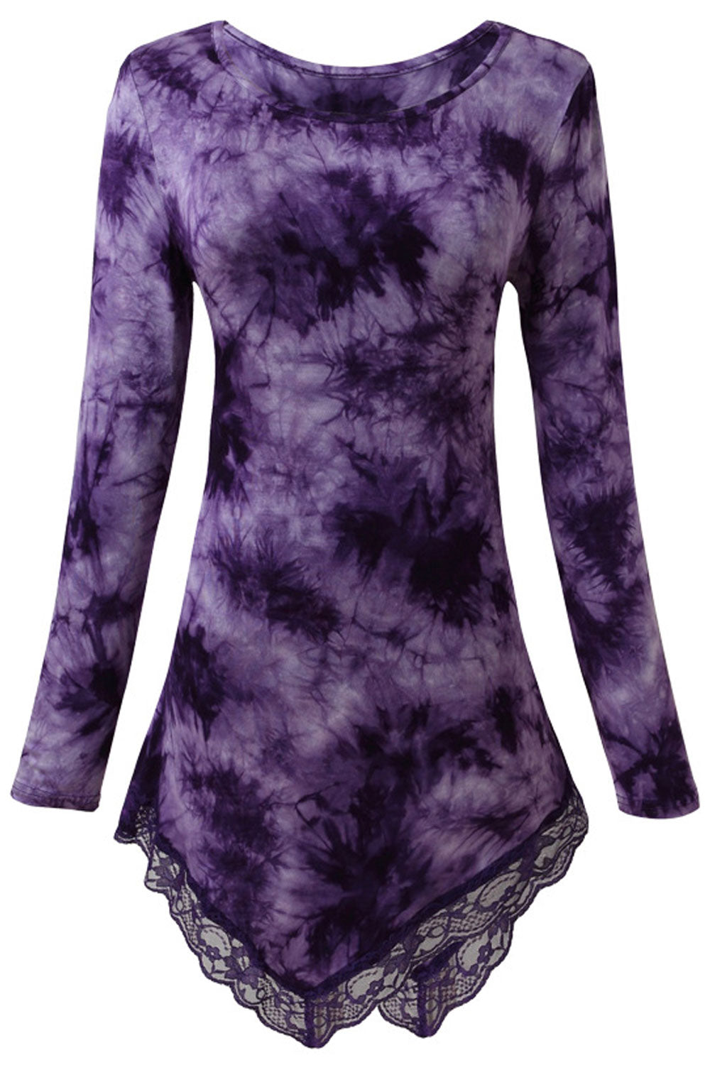 Women Lace Boat Neck Long Sleeve Top