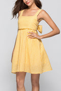 Women Backless Stylish Plaid Dress