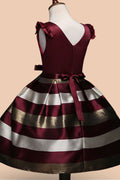 Kids Girls Small Sleeves Stripes Party Dress