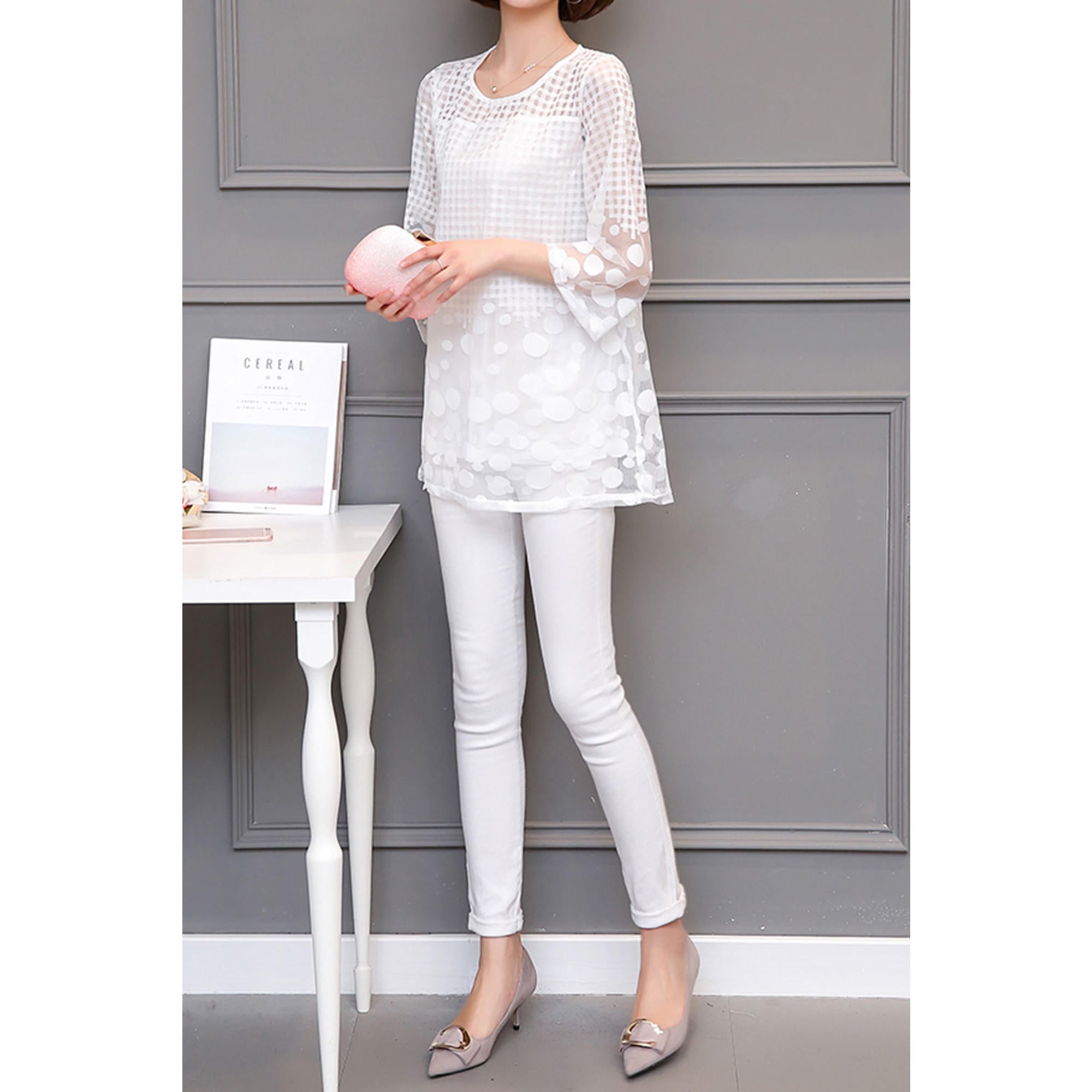 Women Lace Full Sleeves Fashion Shirt
