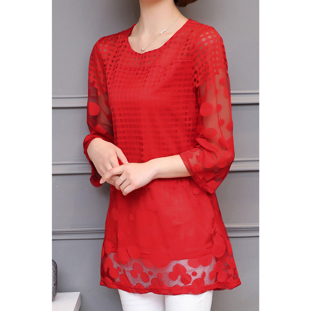 Women Lace Full Sleeves Fashion Shirt