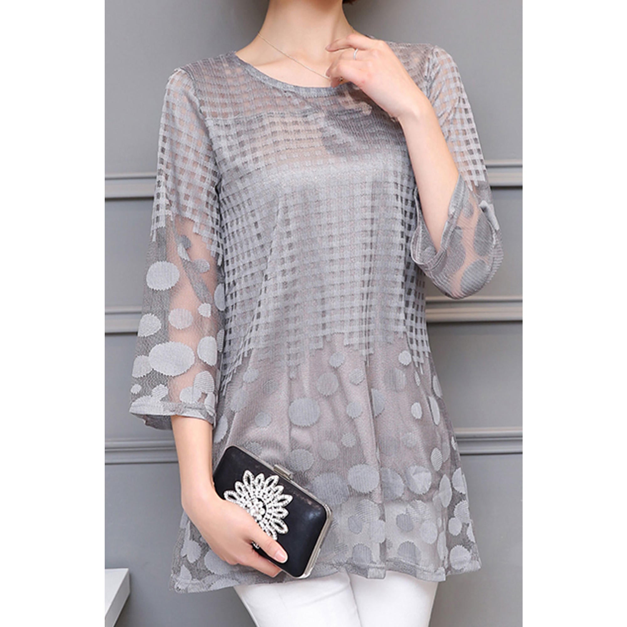 Women Lace Full Sleeves Fashion Shirt