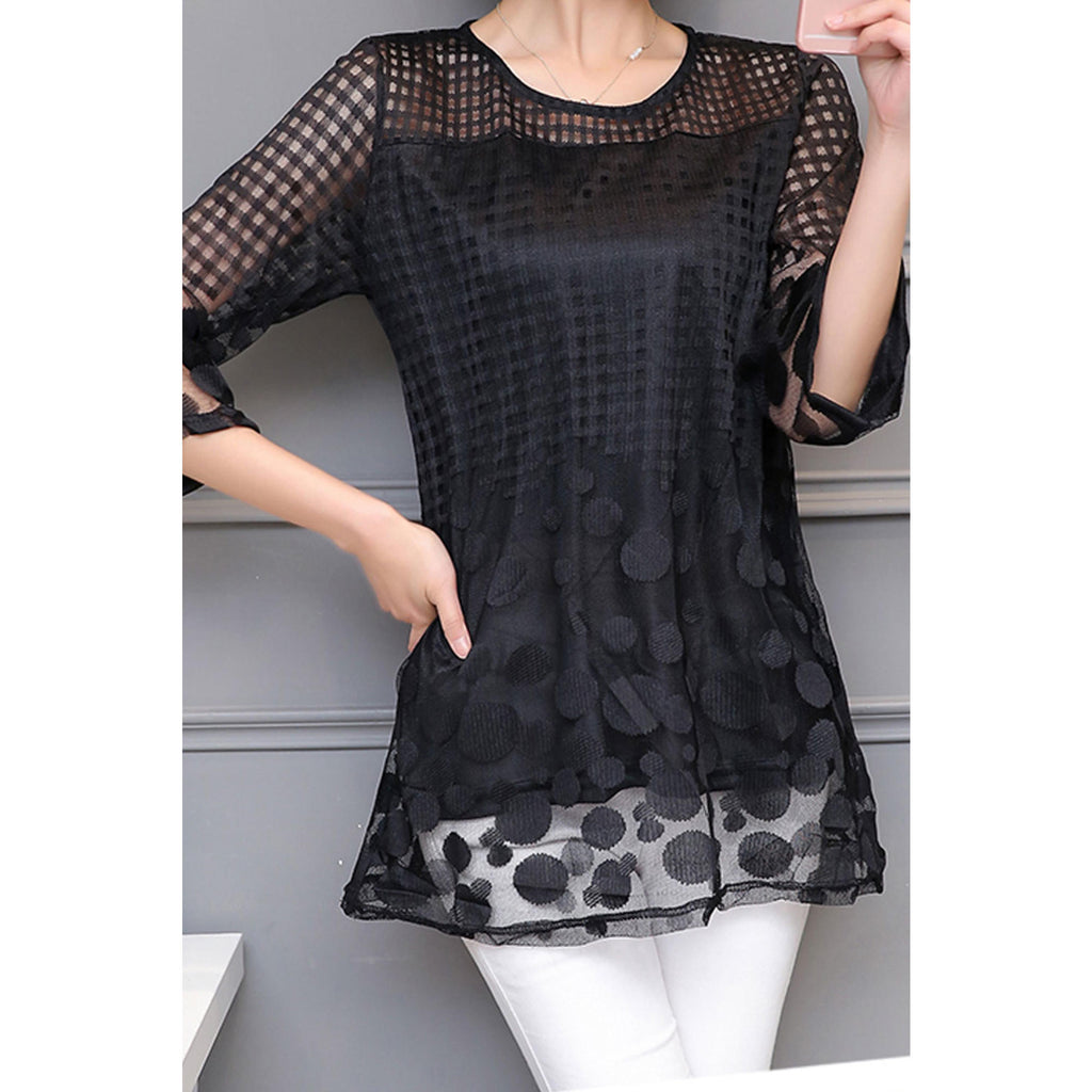 Women Lace Full Sleeves Fashion Shirt