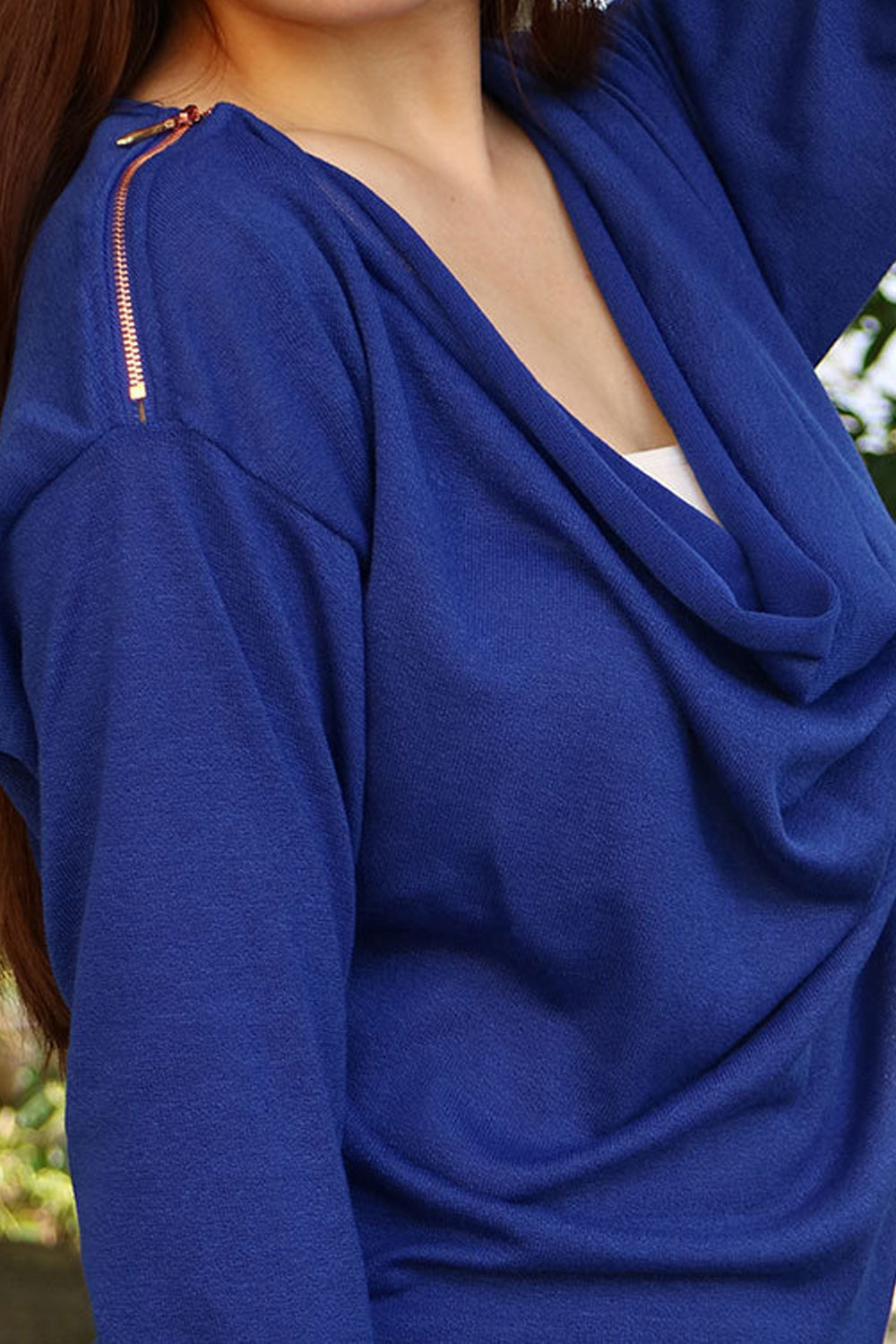 Women Drape Neck Bat Sleeve Top