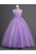Kids Girls Flower Lace Ball Gown Fancy Dress