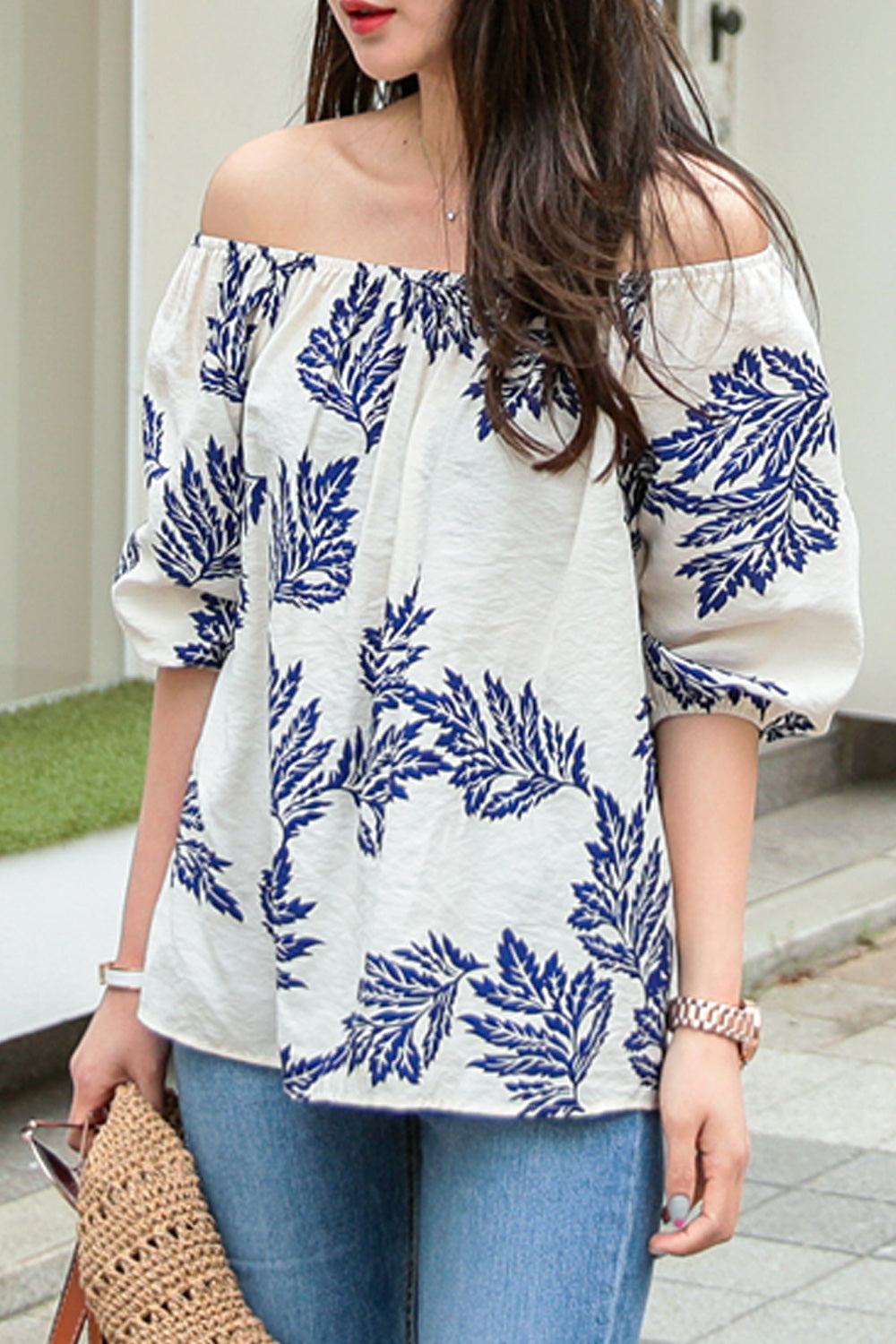 Women Stylish Neck Floral Printed Loose Top