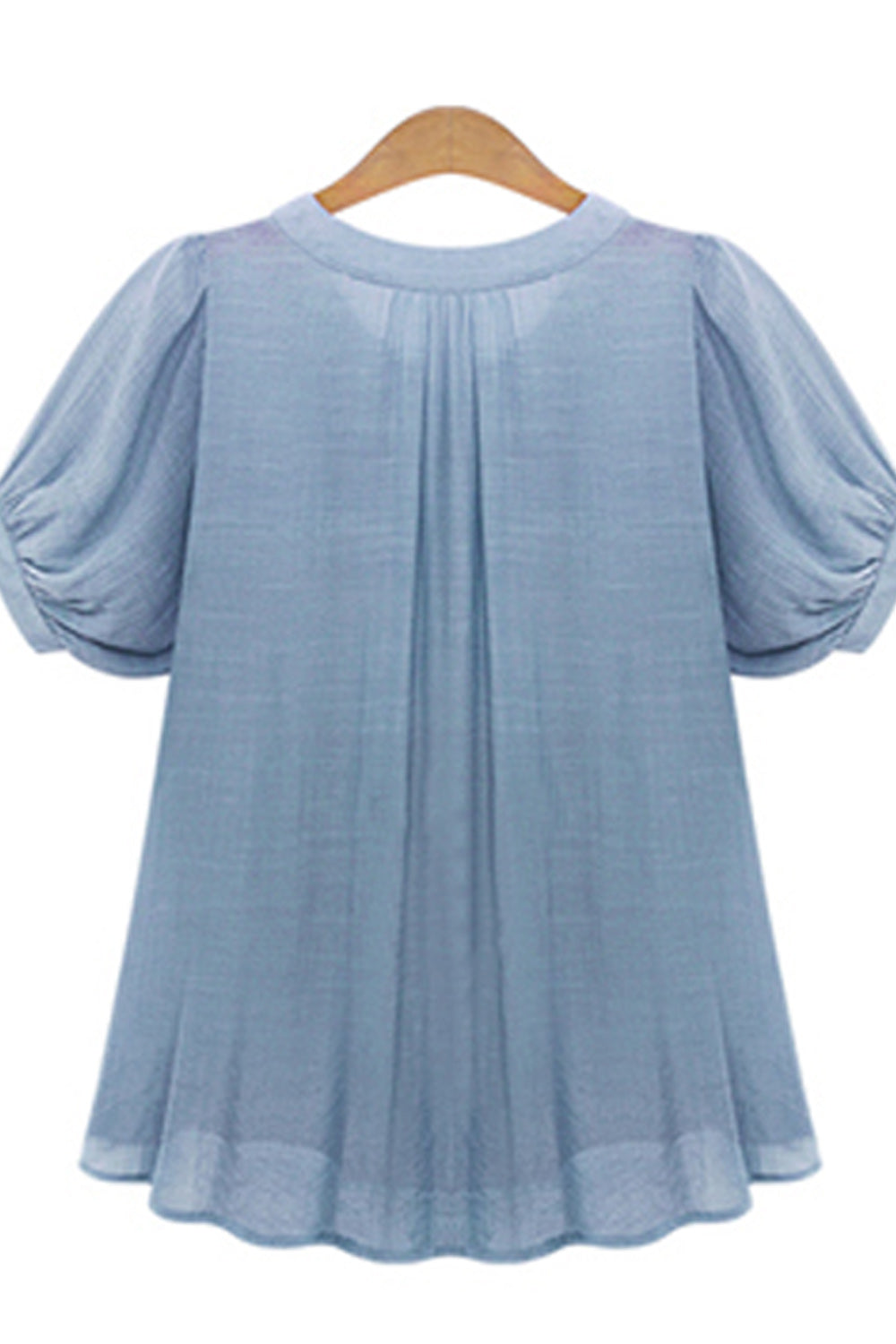 Women Pleats Desinged Sleeves V-Neck Top