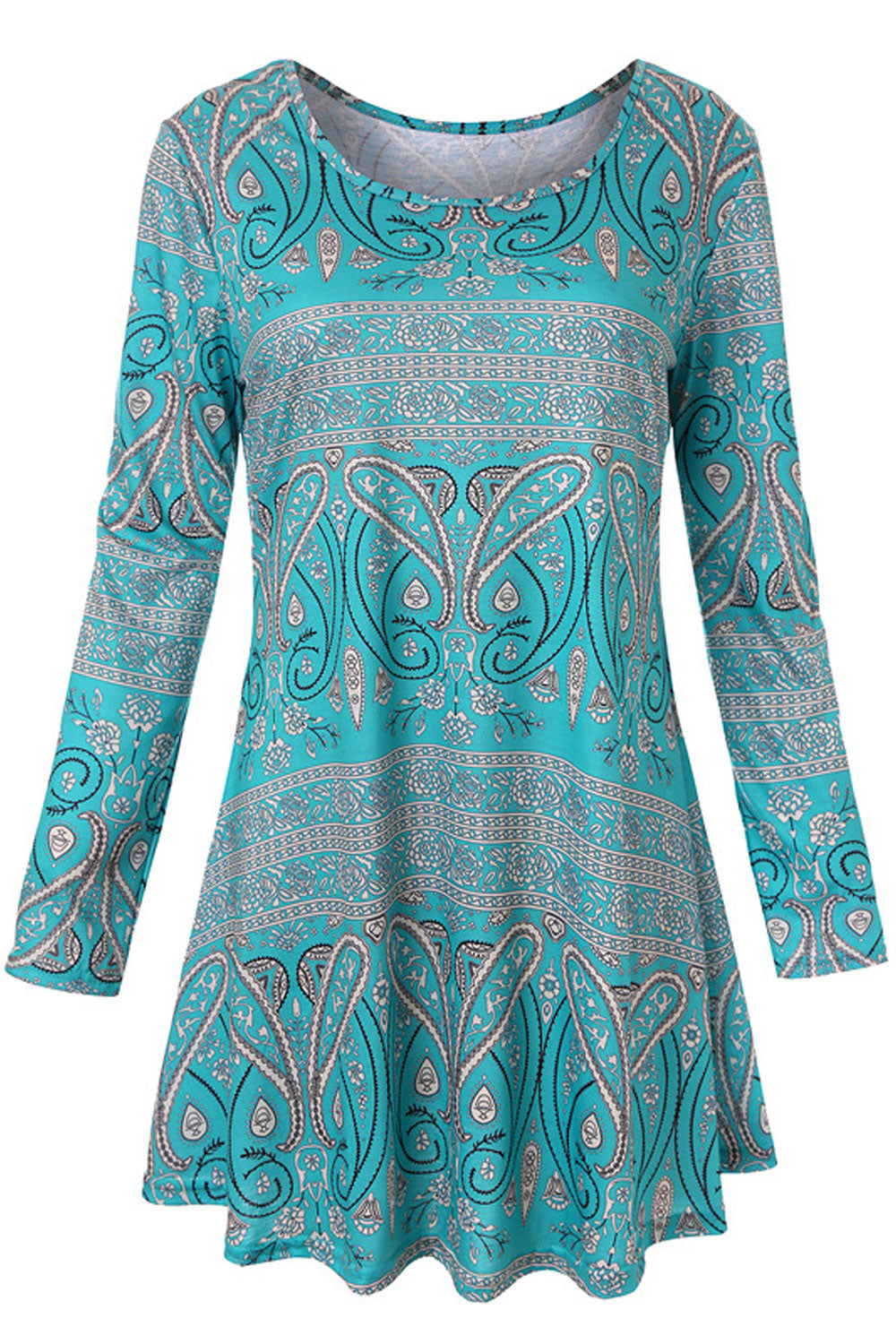 Women Round Neck Floral Printed Long Sleeves Top