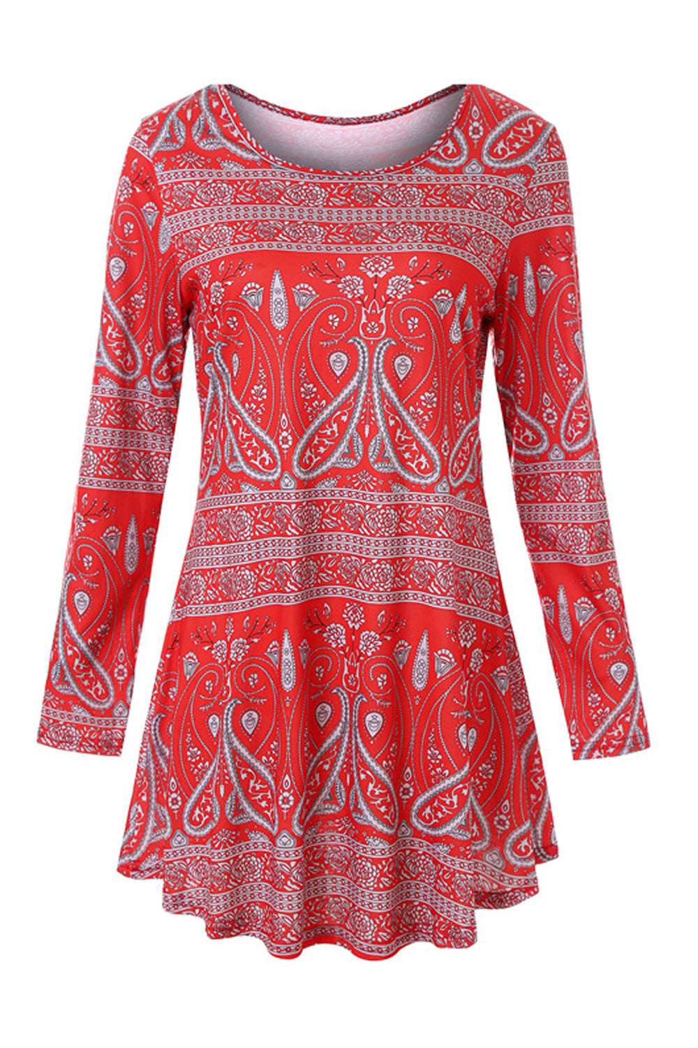 Women Round Neck Floral Printed Long Sleeves Top