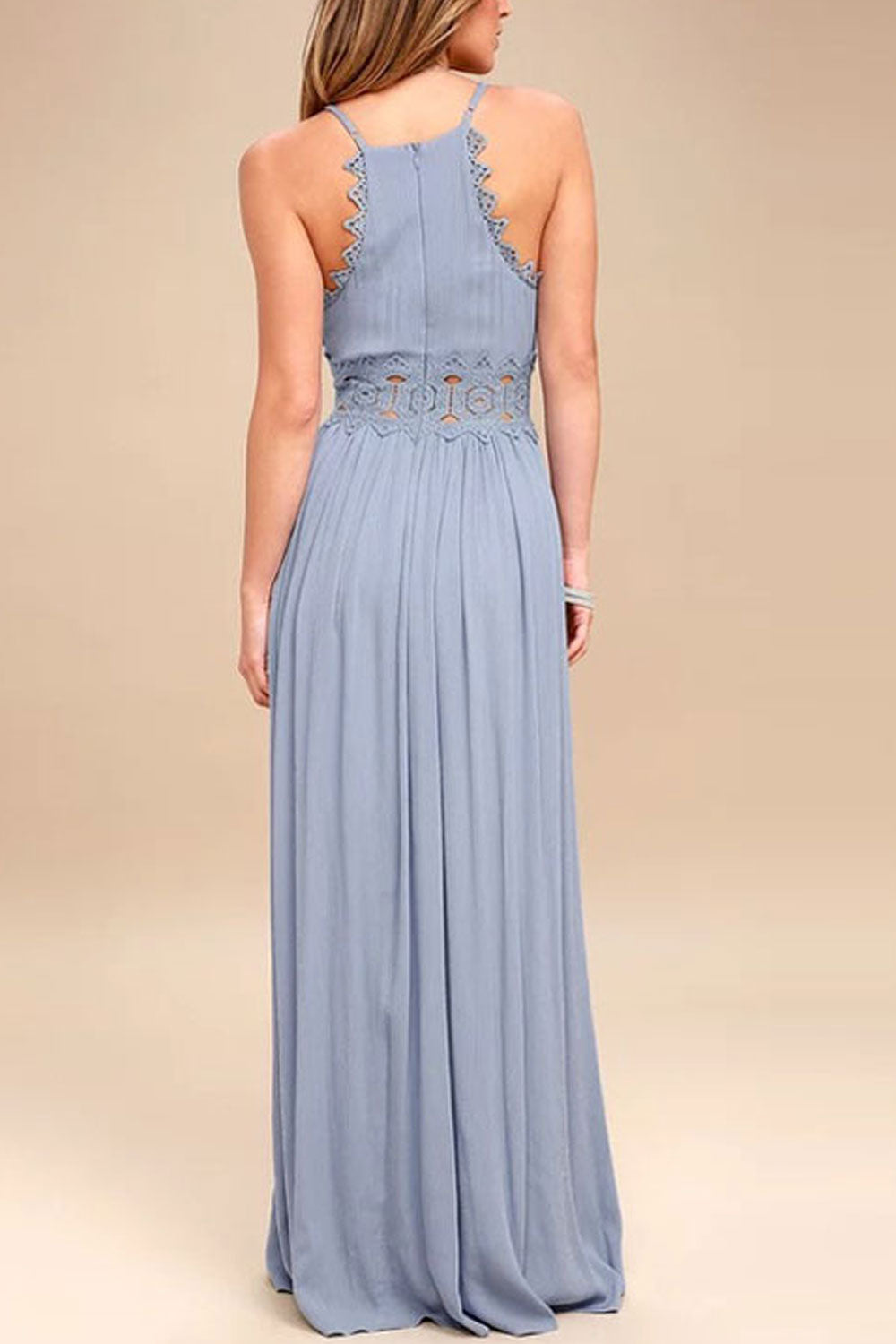 Women This Straps Deep Neck Sleeveless Long Dress