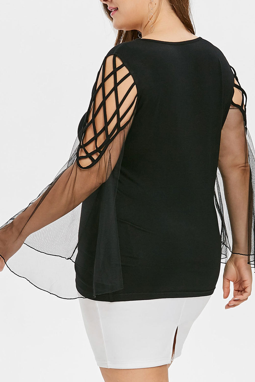 Women Sheered Sleeve Stylish Mesh Top
