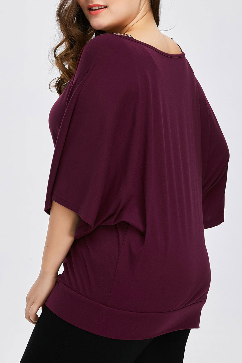Women V-Neck Cut Off Shoulder Stylish Top