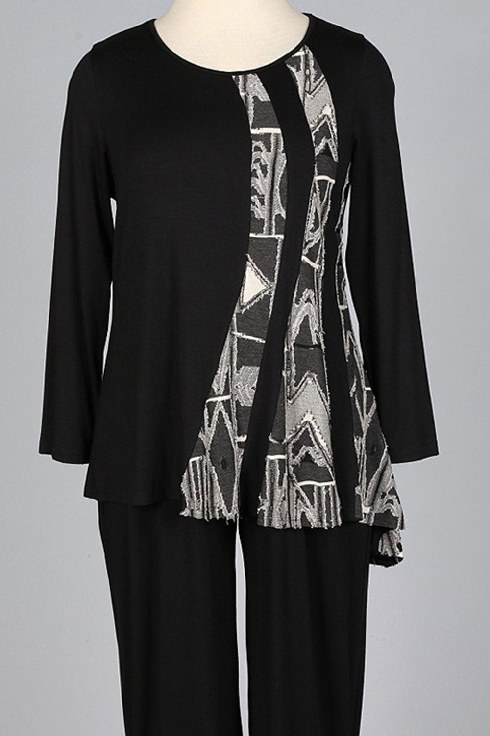 Women Long Sleeve Slanting Hem Printed Top