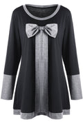 Women Long Sleeve Front Bow Autumn Top