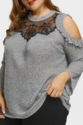 Women Long Sleeve Sheered Neck Top