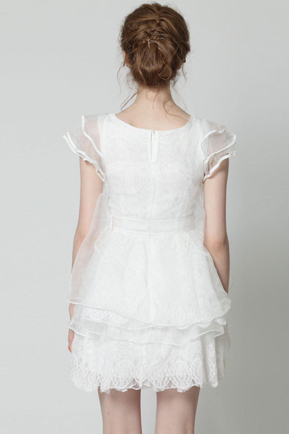 Women Ruffle Layered Short Sleeved Thigh High Dress