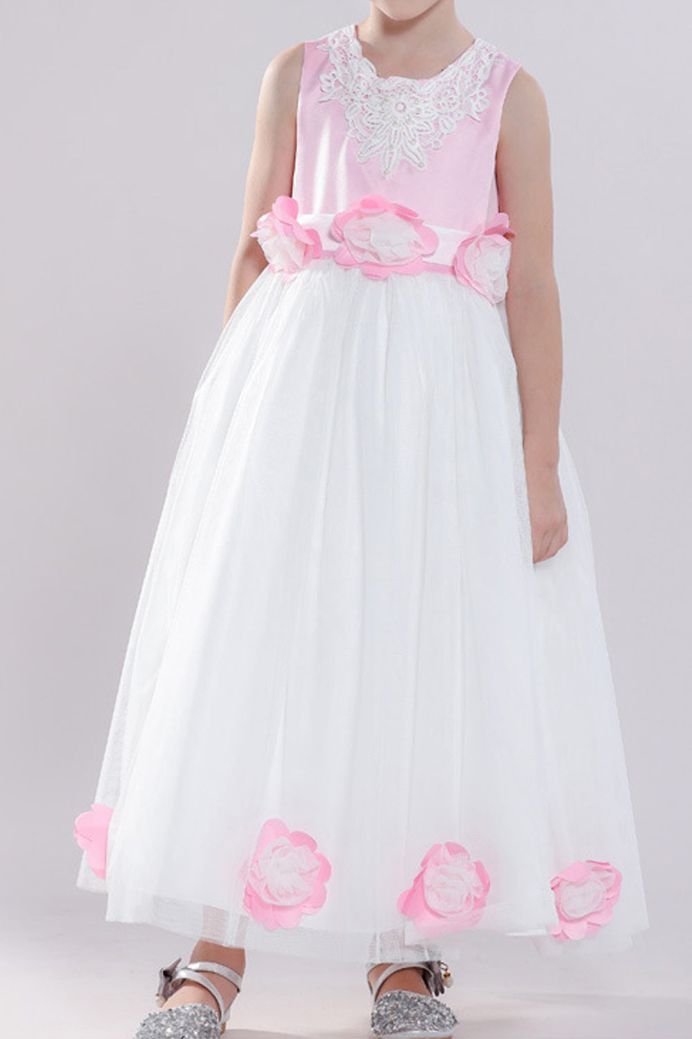 Kids Baby Girls Sleeveless Decorated Top Fancy Dress