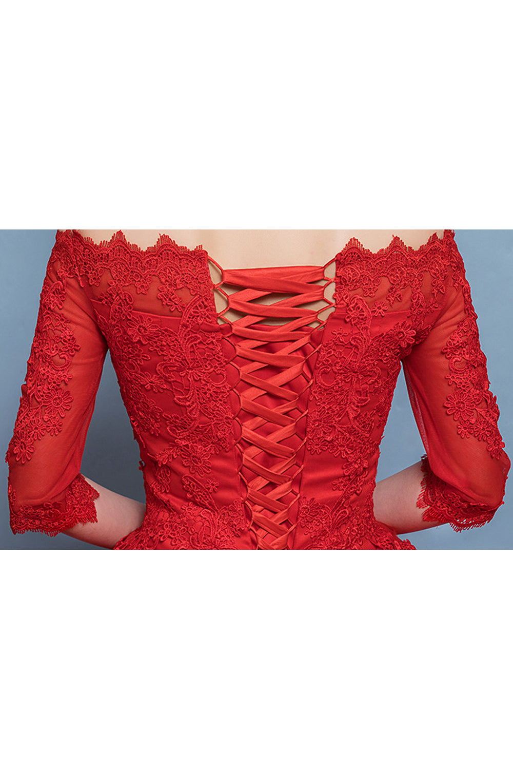 Women Off Shoulder 3/4 Sleeve Wedding Dress
