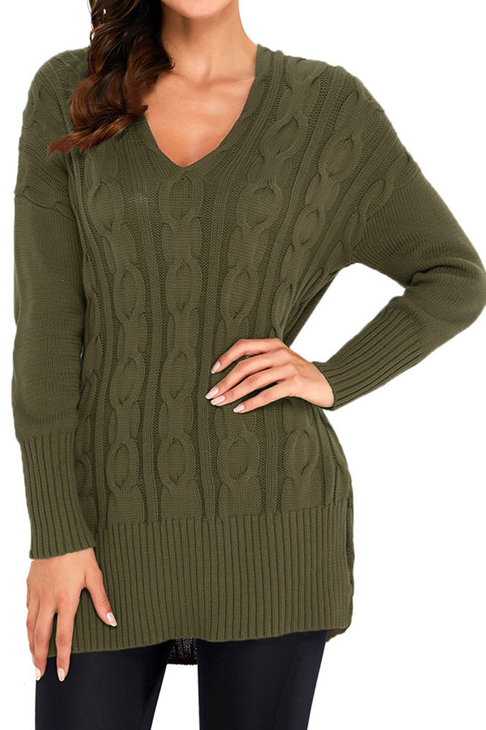 Women Long Sleeves Round Neck Knit Sweater
