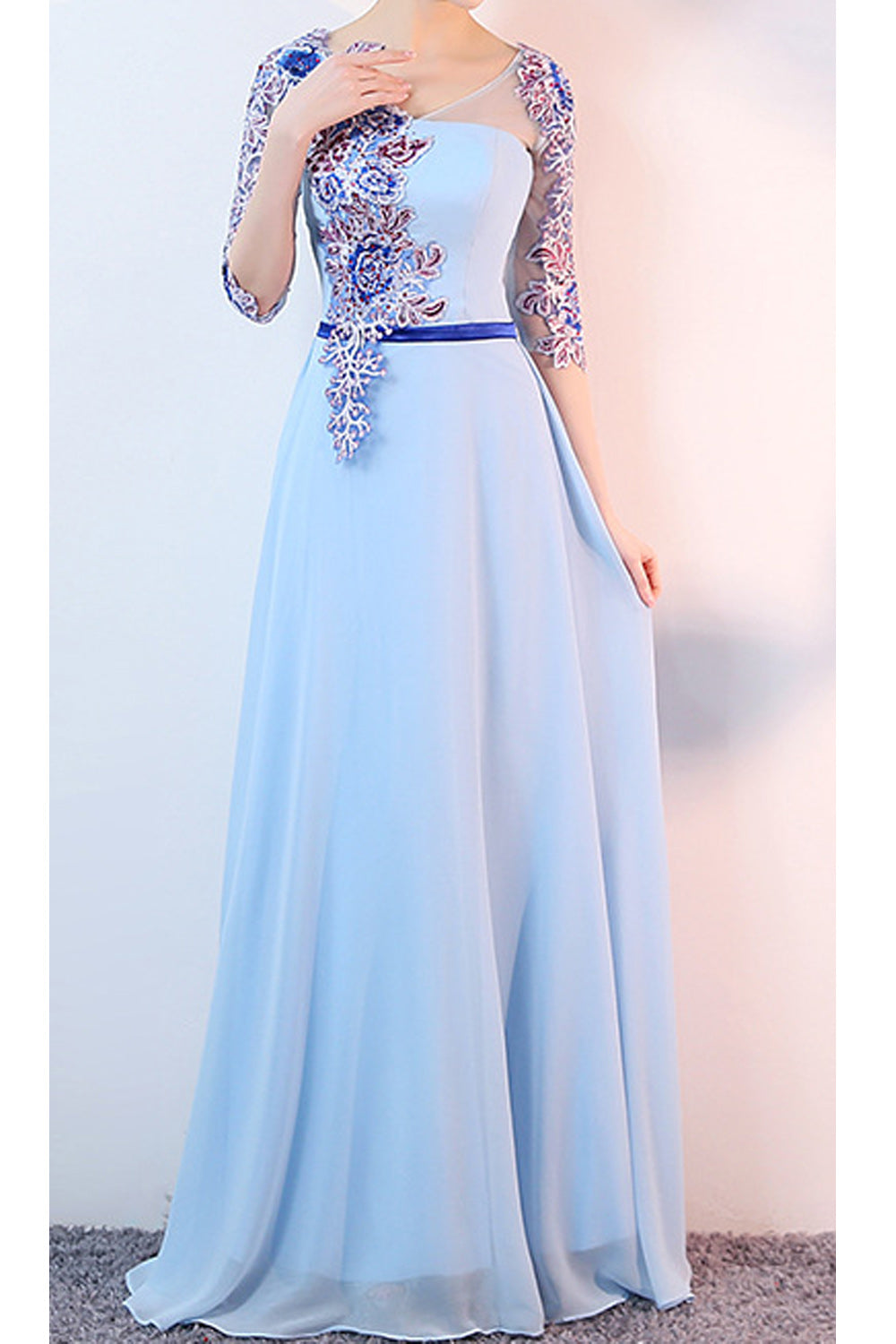 Women V-Neck Flower Lace Wedding Dress