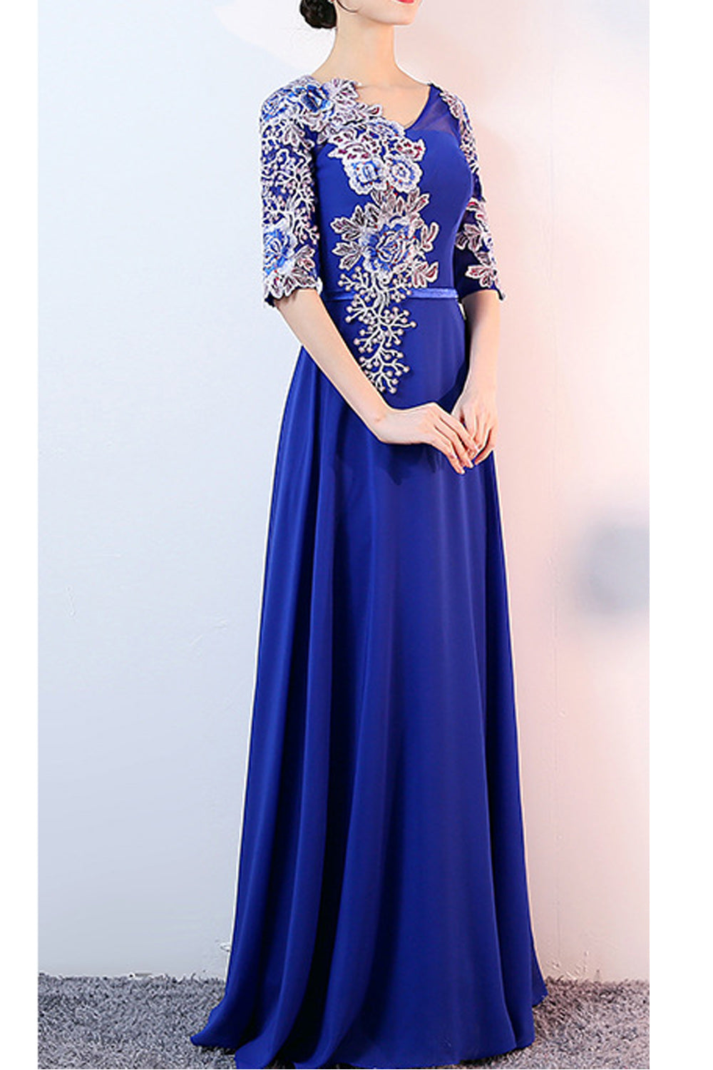 Women V-Neck Flower Lace Wedding Dress
