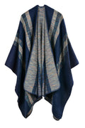 Women Striped Cape Style Cashmere Shawl
