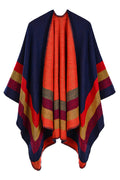 Women Striped Ends Warm Cashmere Shawl