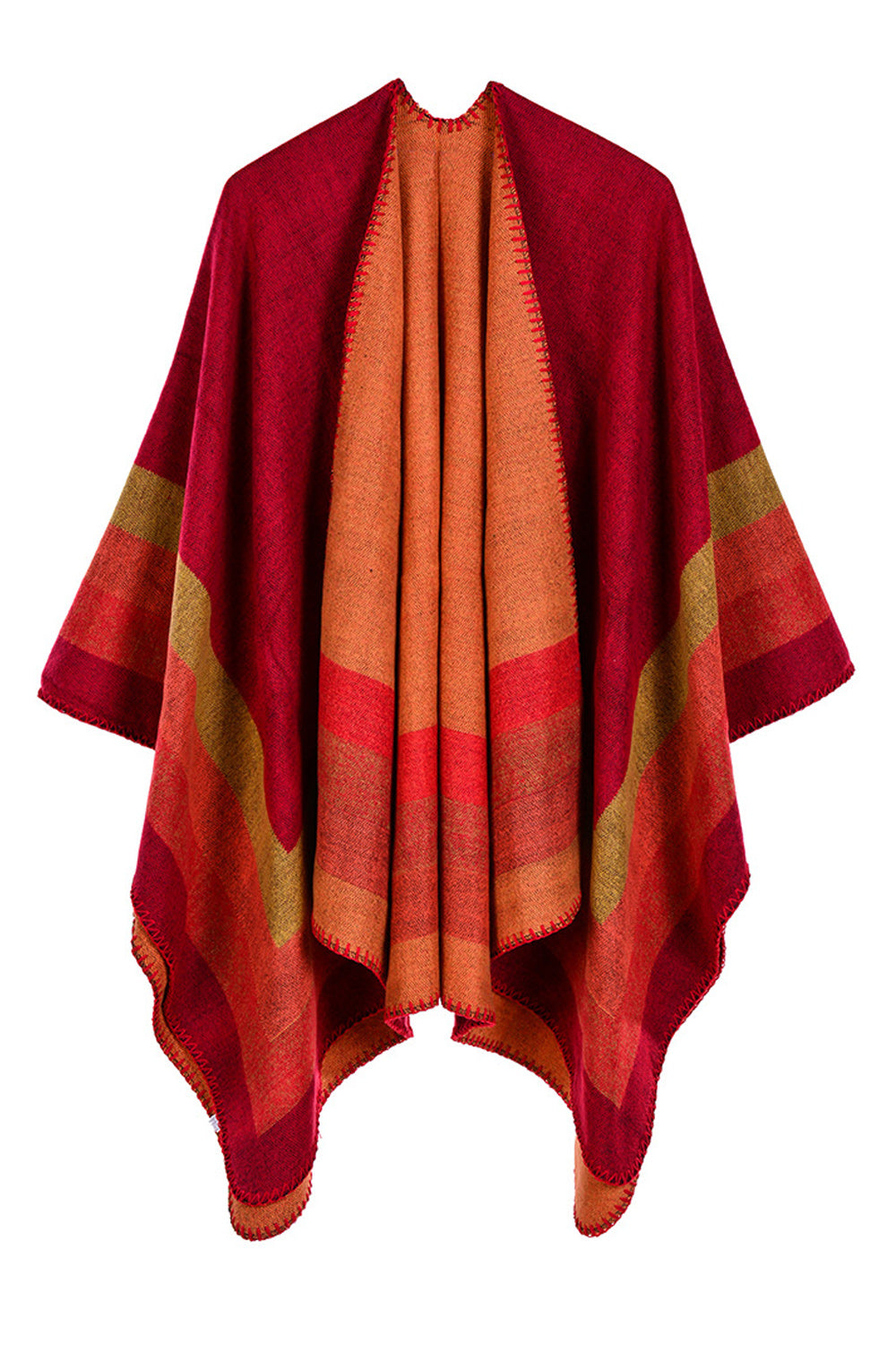 Women Striped Ends Warm Cashmere Shawl