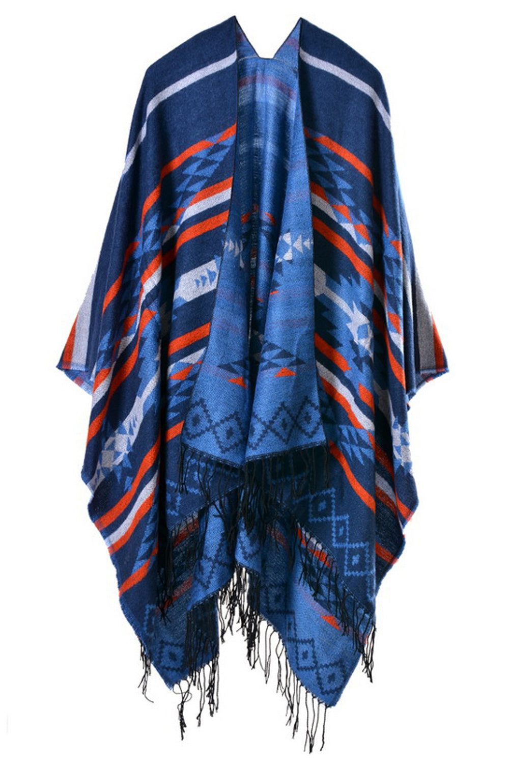Women Geometric Printed Tassel Warm Shawl