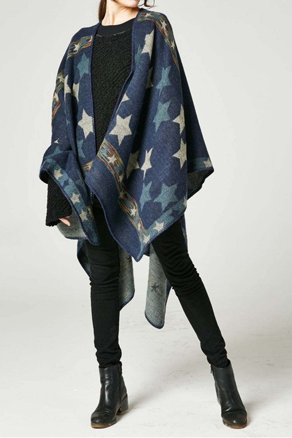 Women Star Printed Thick Cashmere Shawl