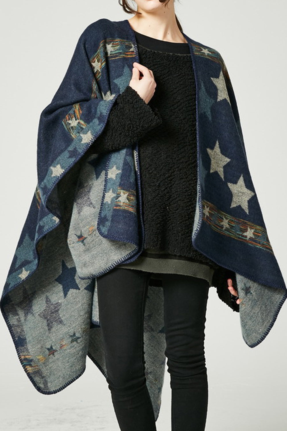 Women Star Printed Thick Cashmere Shawl