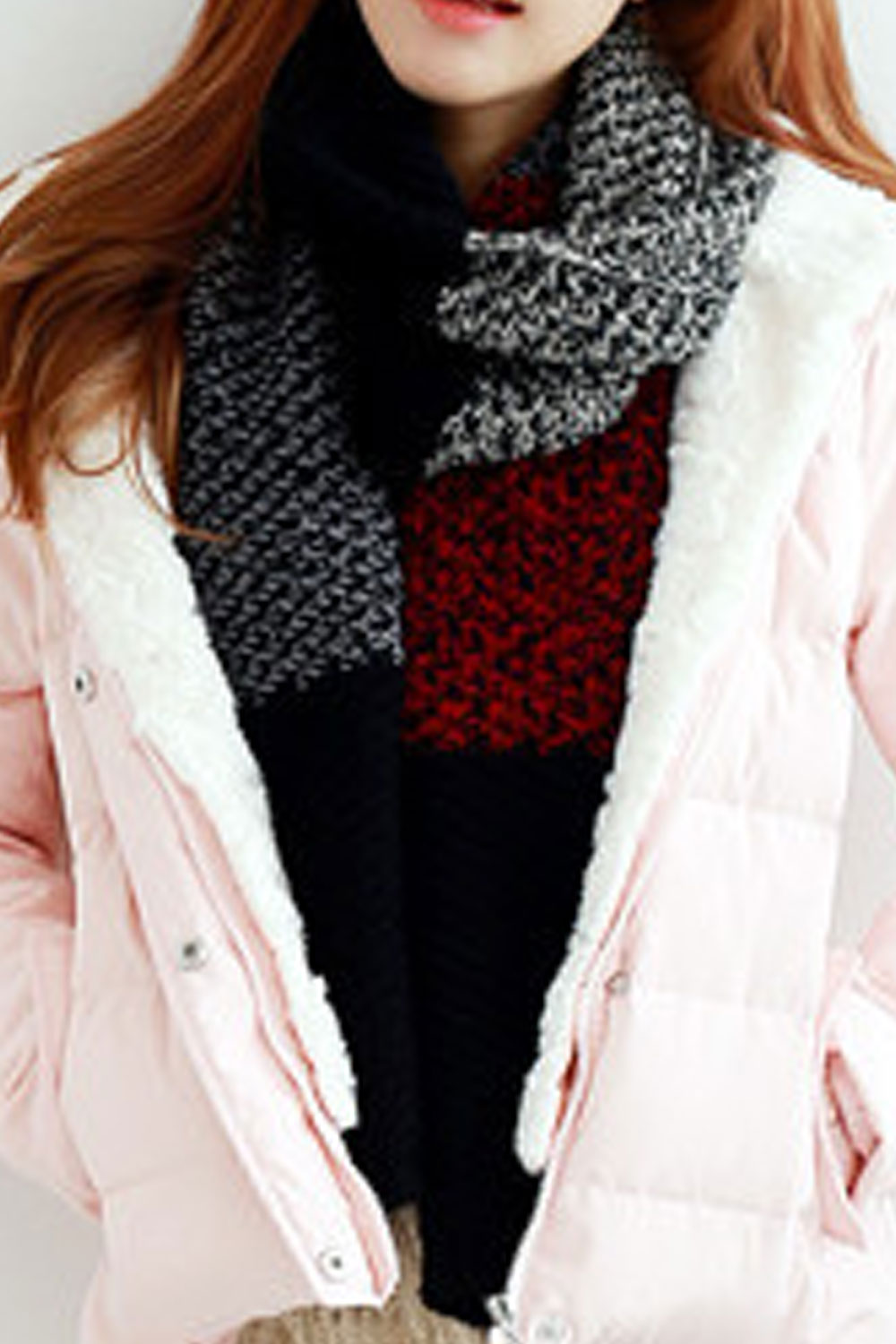 Women Color Contrast Thick Fashion Muffler