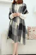 Women Square Plaid Warm Knit Muffler