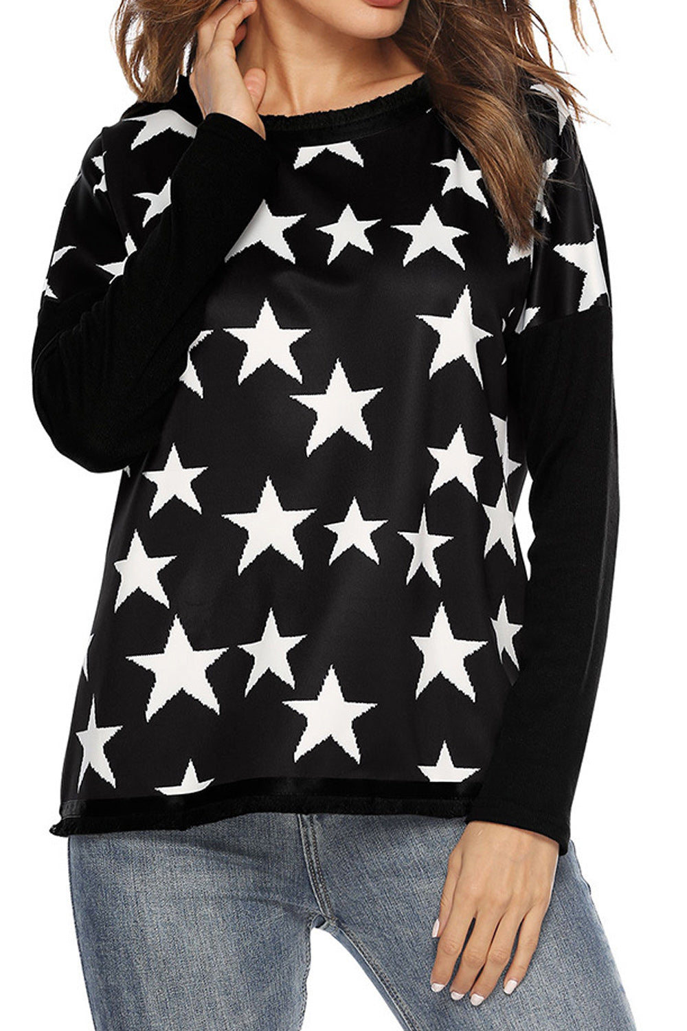 Women Long Sleeve Star Printed Stylish Top