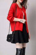 Women Round Neck Thick Knitted Jacket