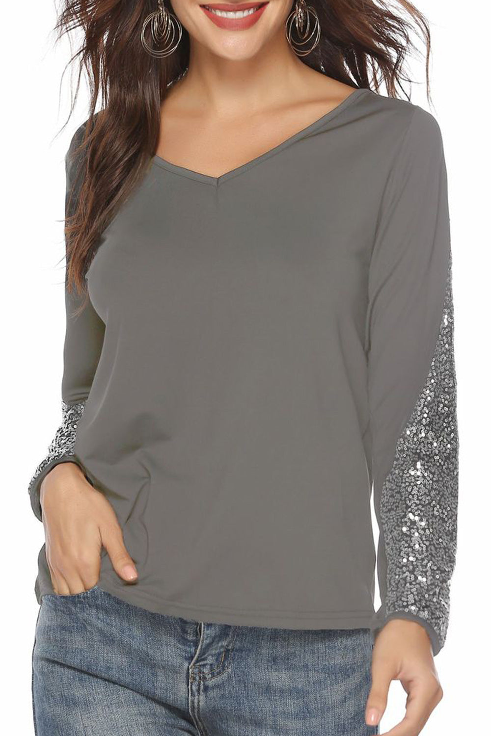 Women Long Sleeve Solid Color Fashion T-Shirt