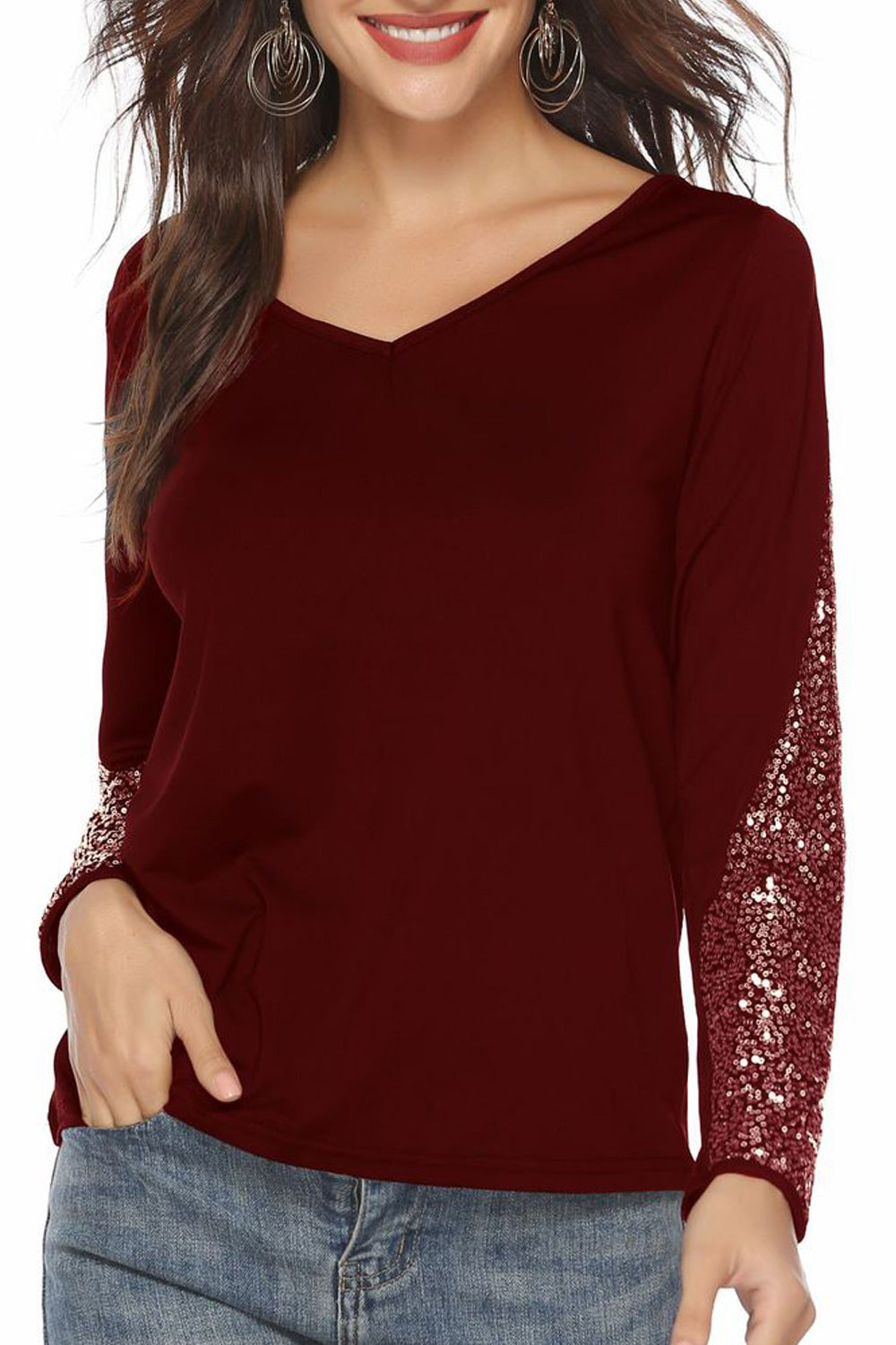 Women Long Sleeve Solid Color Fashion T-Shirt