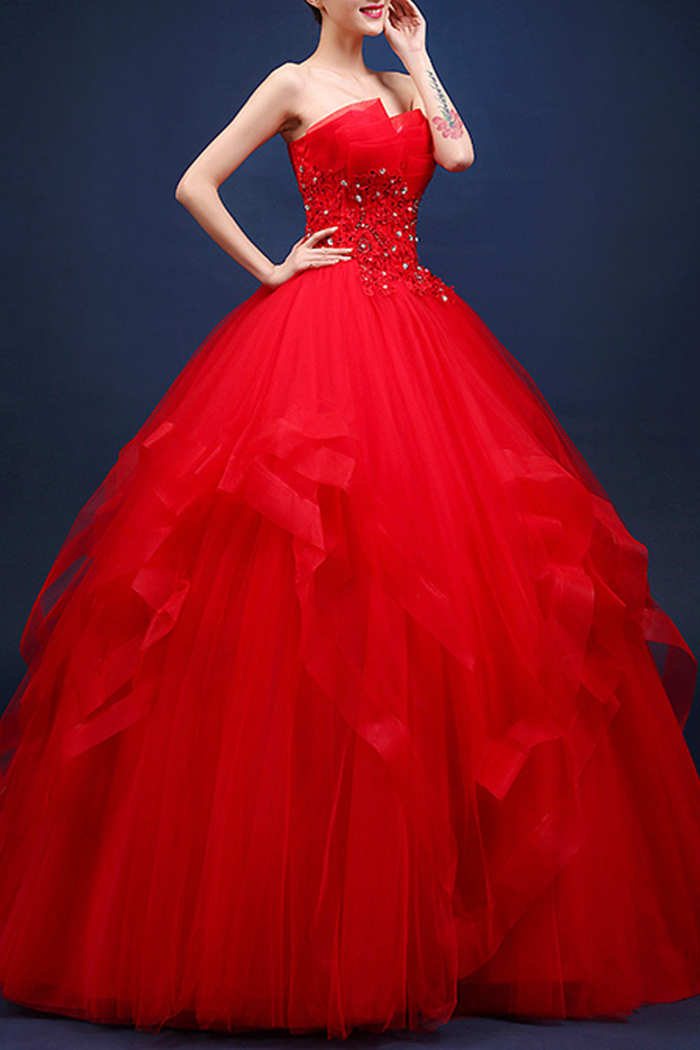 Women Off Neck Stylish Ball Gown Dress