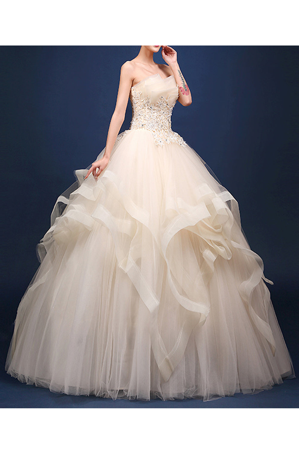 Women Off Neck Stylish Ball Gown Dress