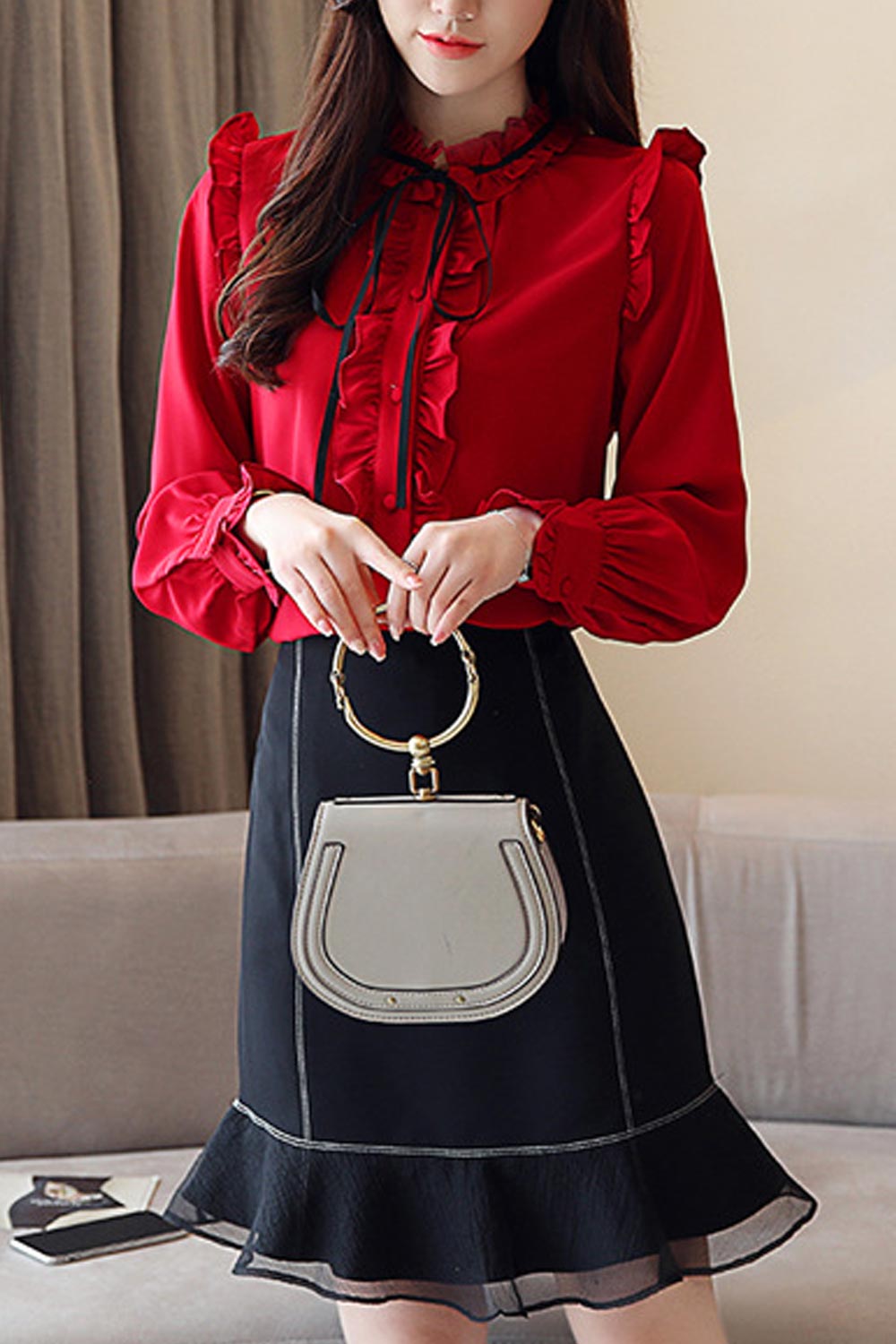 Women Ruffled Long Sleeved Stylish Shirt