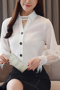 Women Fashion Long Sleeved Chiffon Shirt