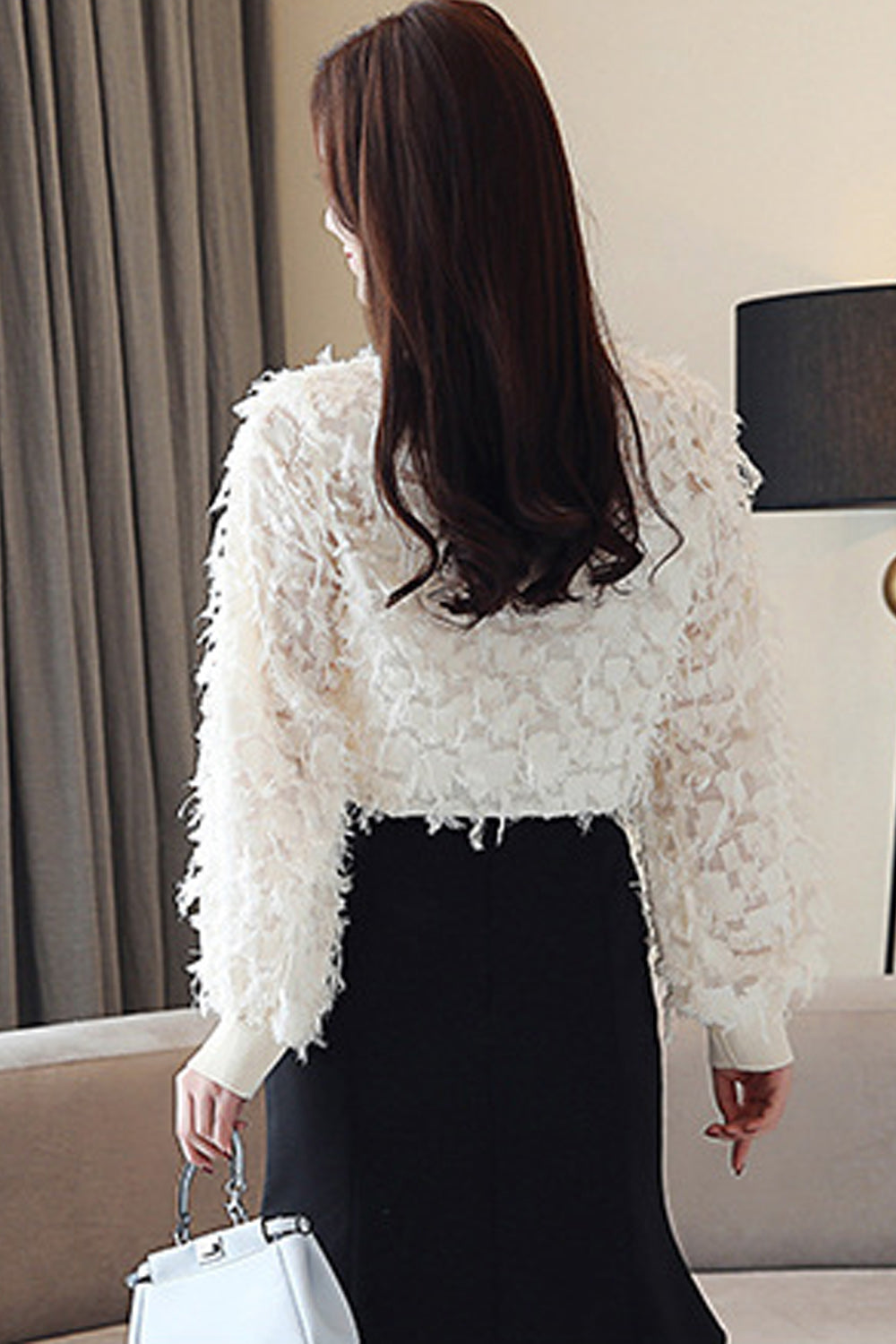 Women High Neck Decorated Chiffon Shirt