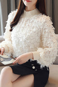 Women High Neck Decorated Chiffon Shirt
